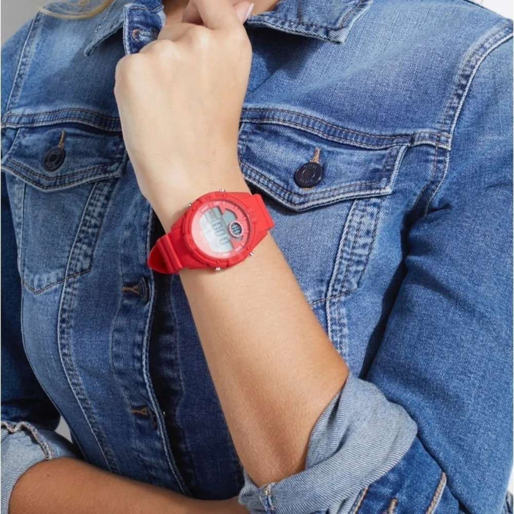 Guess Bounce Red Silicone Quartz Fashion Watch